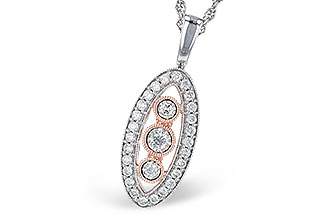 B282-52540: NECKLACE .34 TW (H282-47076 IN WHITE WITH ROSE BEZELS)